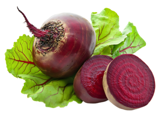 Fresh red beetroot with leaves isolated on a white background