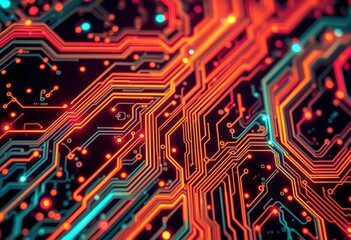 Intricate glowing circuit board texture, abstract energy flow, data,  shiny