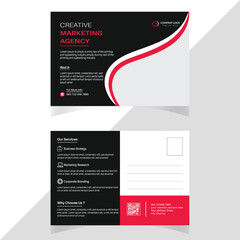 Vector Postcard Template Design for Business Promotions and Digital Marketing Agency Offline Ads
