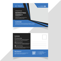 Vector Postcard Template Design for Business Promotions and Digital Marketing Agency Offline Ads