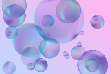 Abstract modern realistic gradient bubbles for wallpaper design. 3D gradient background. Drawing style. Trendy vector style.