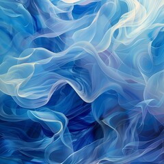 Obraz premium Flowing shapes and soft blue hues capture the essence of jellyfish movement in an abstract representation