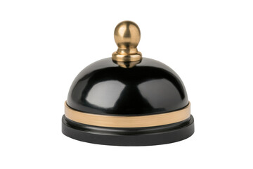 Elegant black and gold service bell on white background, cut out