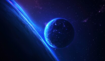 Obraz premium Glowing Planet with Space, and Cosmic View.