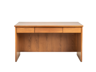 Clean wooden desk with minimalist design, featuring a drawer. Ideal for home office setup or study area. Modern and functional furniture piece.