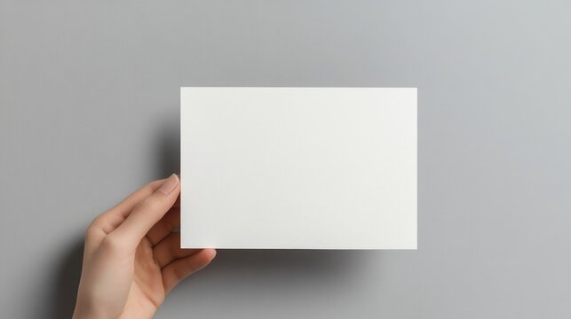 Textured A6 invitation card or flyer mockup, isolated on gray background.