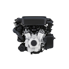 High-performance engine showcasing engineering and design. Features a detailed array of mechanical components, blending power and precision.