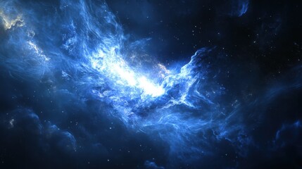 Fototapeta premium Stunning Blue Nebula With Sparkling Stars In The Cosmic Background