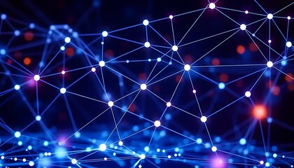 Fototapeta premium Abstract glowing network connections concept with light nodes and lines