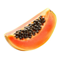 Fresh papaya slice showing vibrant color and unique texture against a clean Transparent background, papaya slice isolated on PNG background