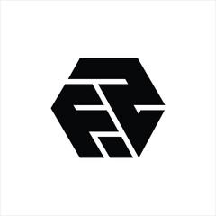 Unique FZ or ZF Hexagon Typography Logo