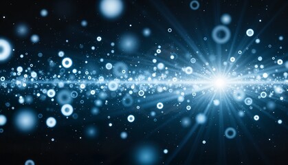 Obraz premium Abstract blue light particles in dark background