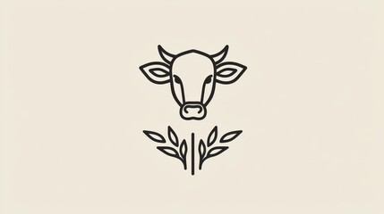 Cow head silhouette design with barley stalks, symbolizing dairy and agriculture themes effectively