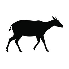 Obraz premium black silhouette of walking nilgai for creative uses in wildlife branding, educational materials, and artistic projects 