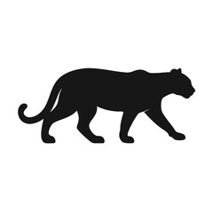 Obraz premium black silhouette of walking clouded leopard for versatile use in wildlife-themed designs, branding, and educational materials 