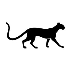 Obraz premium black silhouette of walking margay for diverse uses including wildlife conservation designs, educational materials, and branding 