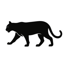 Obraz premium black silhouette of walking ocelot for creative projects including logos, wildlife campaigns, and educational resources 