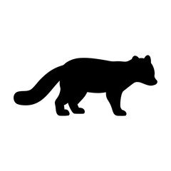 Fototapeta premium black silhouette of a red panda walking in flat lay style – ideal for wildlife illustrations, eco-friendly branding, educational materials, and minimalist art projects. 