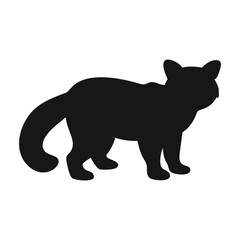 Obraz premium black silhouette of a red panda in flat lay style – perfect for wildlife designs, eco-friendly branding, educational projects, and nature-inspired art. 