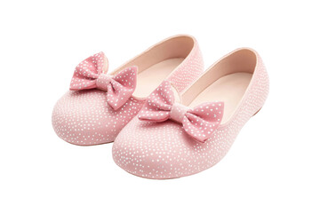 Children's pink polka dot ballet flats with bows for girls, cut out