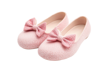 Children's pink polka dot ballet flats with bows for girls, cut out