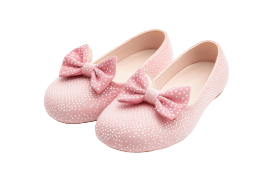 Children's pink polka dot ballet flats with bows for girls, cut out