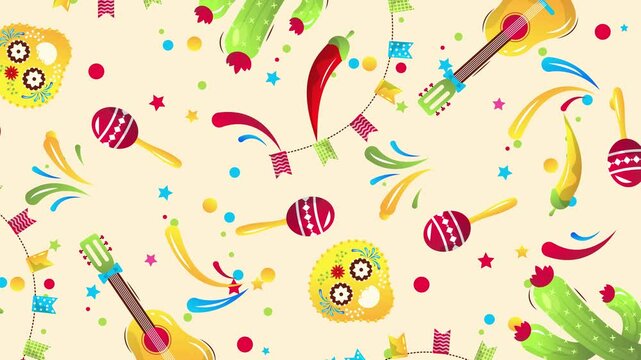 Cinco de Mayo Mexican Festival Animated Horizontal Background