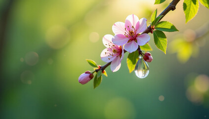 Delicate Blooms with Dew: The Beauty of Spring Mornings
