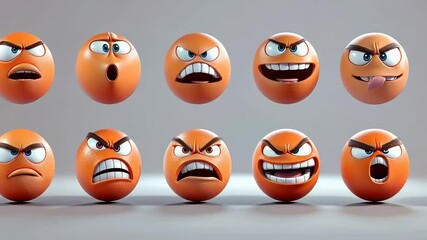 A Collection of Orange Emojis Displaying a Range of Emotions - Powered by Adobe