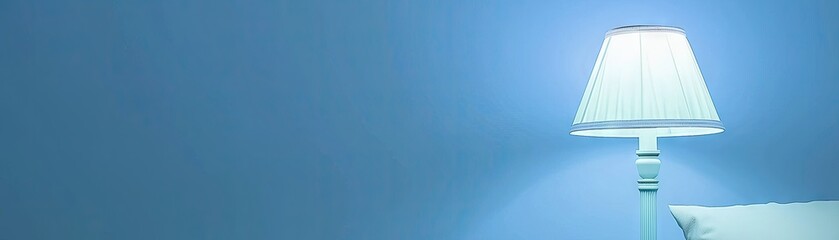 Simple lamp on light blue wall