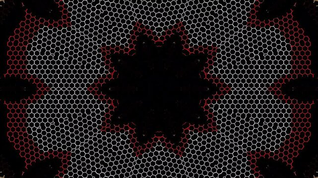 abstract lines colorful dots light shining round shape in center, black background	