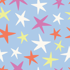 Fototapeta premium Bright Stars Pattern Colorful Stars Background