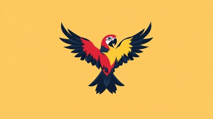 Fototapeta premium Vibrant Parrot in Flight with Bold Colors and Dynamic Pose for Nature Wildlife and Design Pro