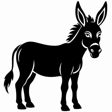 black donkey standing silhouette clip art preview