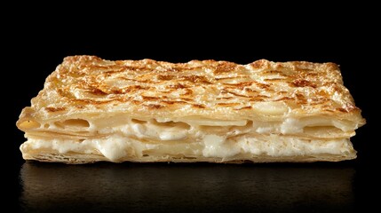 Delicious layered pastry dessert showcasing rich cream filling and golden crust, perfect for any occasion or celebration