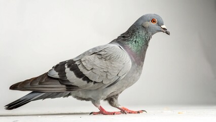Pigeon in full view on studio  background