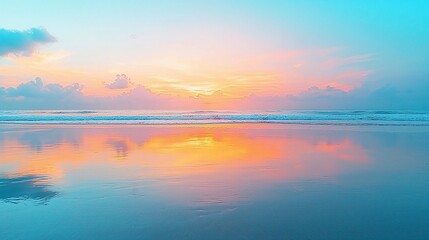 Naklejka premium Peaceful Ocean Sunset Reflection