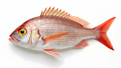 Fresh Red Snapper Fish Isolated on White Background

