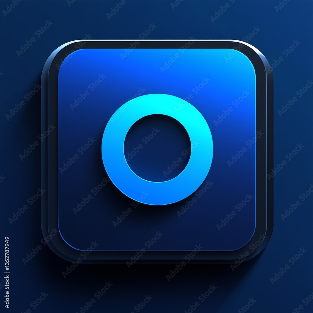 Leinwandbilder blue circular icon on a square platform: modern app design with gradient and shadows