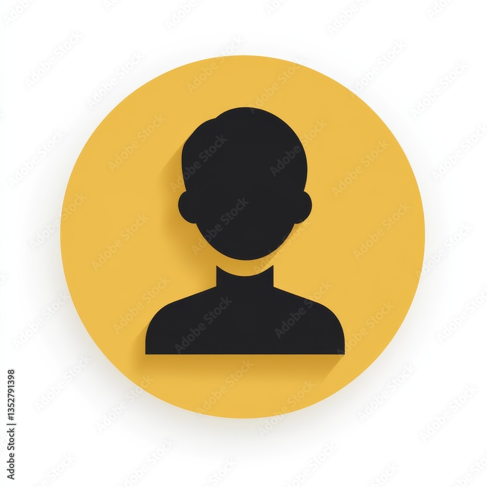 Aufkleber user profile icon on a yellow circular background with shadow effect - person silhouette.