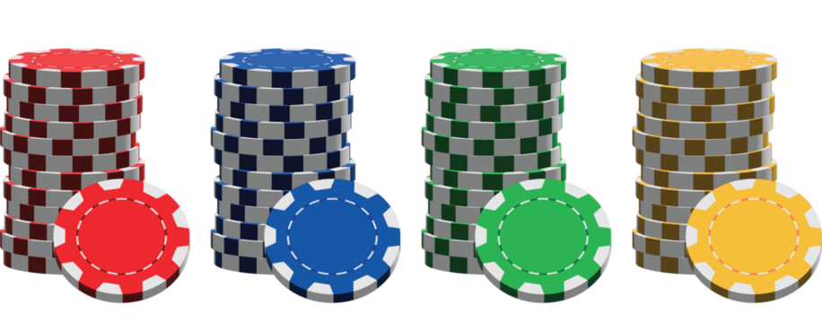 Isolated casino chip stacks in different colors