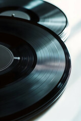 Vintage Black Vinyl Record on White Background