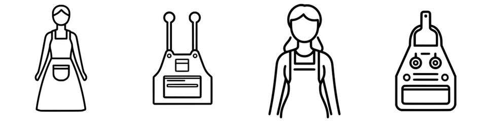 Obraz premium Different styles of aprons showcasing various designs and functions for culinary and crafting activities in a minimalist style