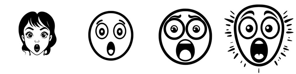 Fototapeta premium Expressions of surprise captured in various cartoon faces showcasing emotions and reactions
