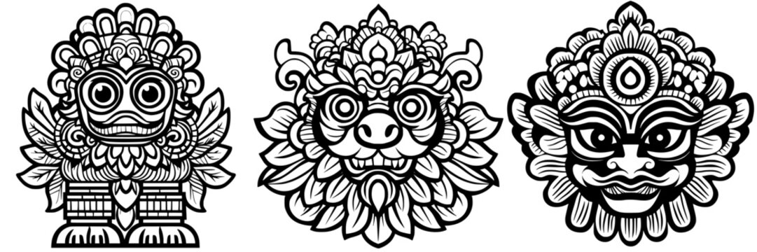 Traditional Balinese masks showcasing intricate designs and cultural significance in local art representation