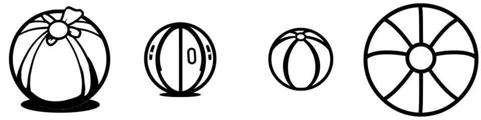 Obraz premium Playful beach balls in varying sizes designed with simple lines and details suitable for summer fun activities