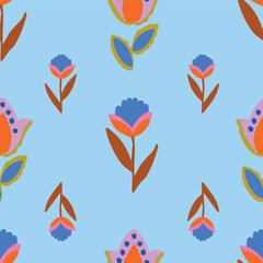 Fototapeta premium Fun folk repeat floral pattern