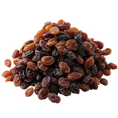 Fototapeta premium Pile of assorted raisins showcasing rich colors isolated on a Transparent background, Pile raisins isolated on PNG background