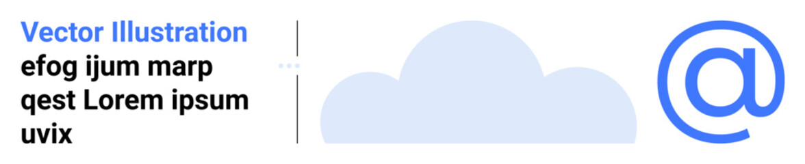 Simple cloud graphic paired with large email symbol and text blocks. Ideal for communication, storage, networking, apps, web, email, and simple landing page