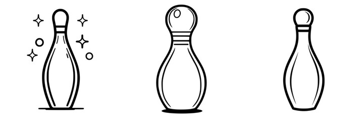 Fototapeta premium Creative illustrations of bowling pins demonstrating various artistic styles and expressions
